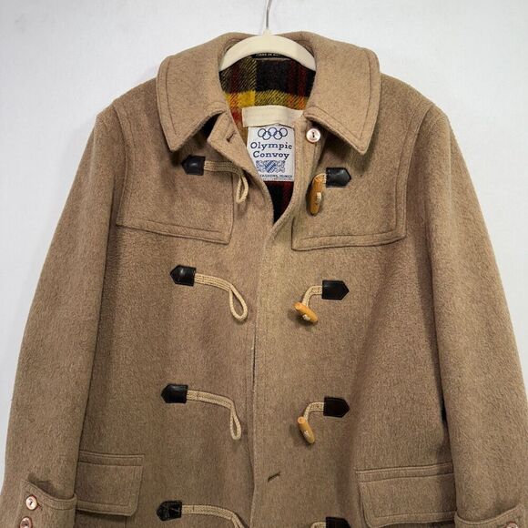 Vintage Olympic Convoy Coat Women M Wool Linen Blend Duffle Toggles Austria 70s - Picture 12 of 12